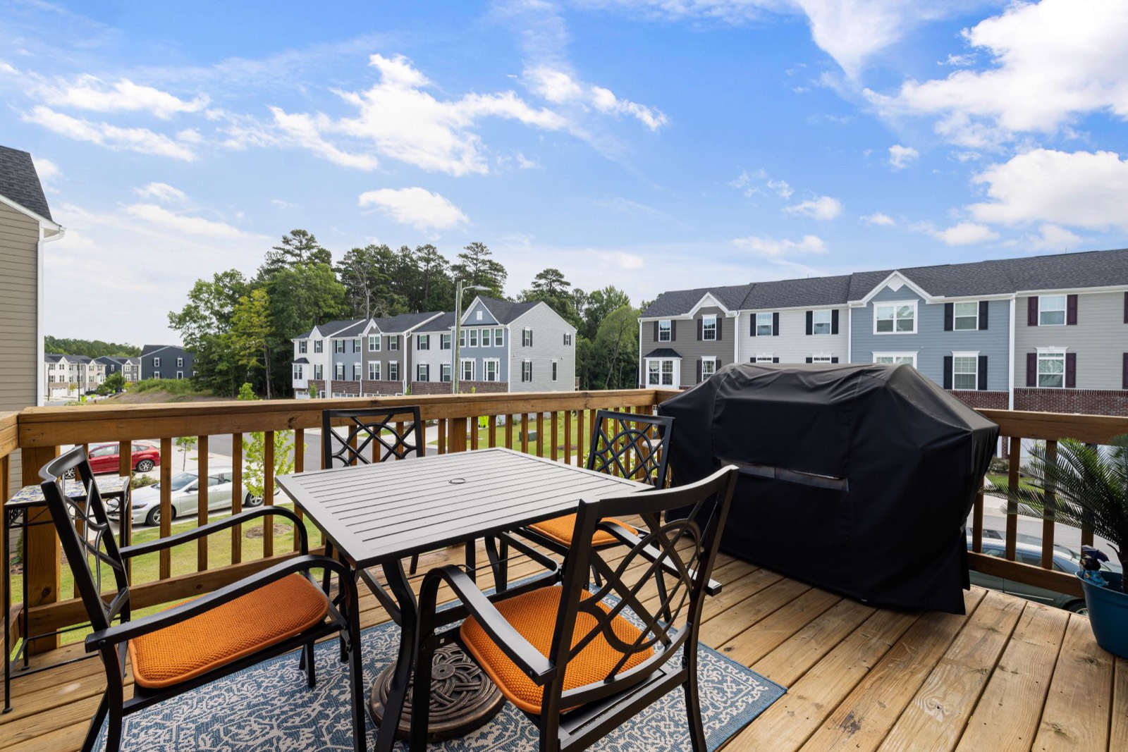 Finished deck with outdoor furniture