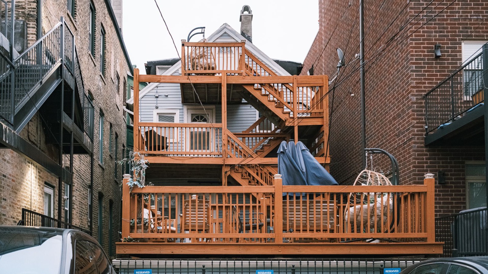 Custom-built backyard deck