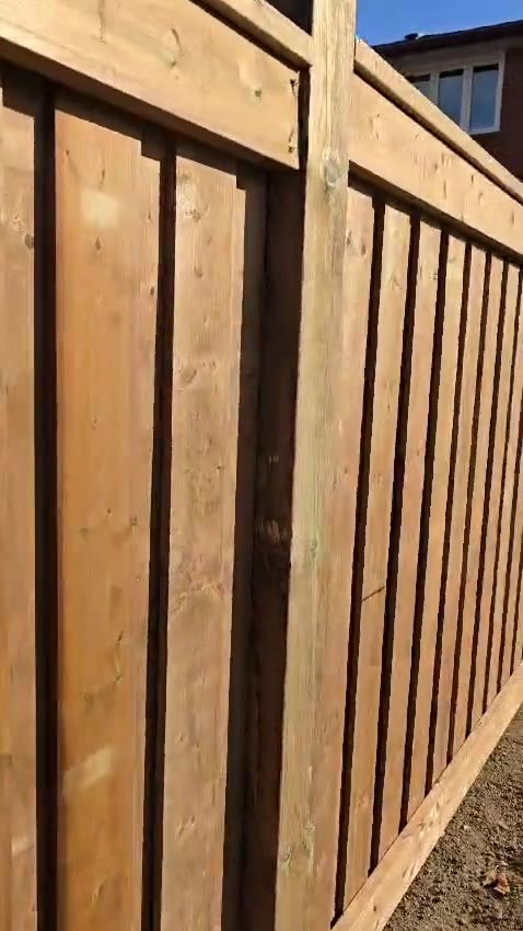 Solid wood privacy fence panel install